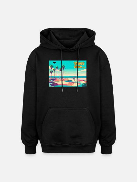 Venice Beach Retro Skater - Oversized Unisex Hoodie - black