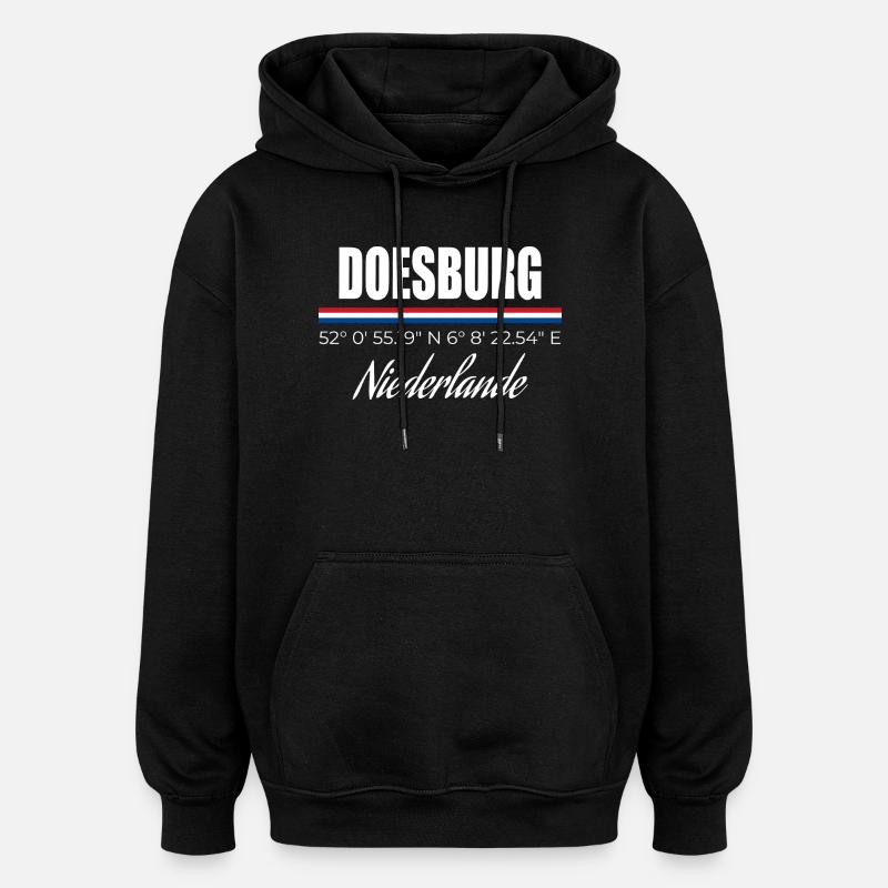 Doesburg - Oversized Unisex Hoodie - Schwarz