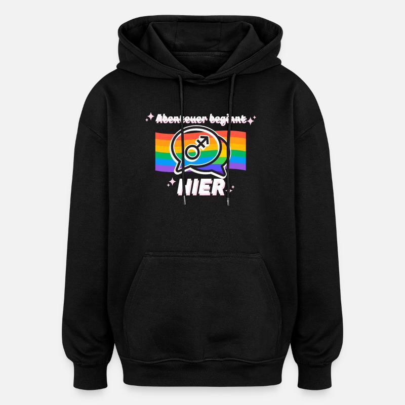 Abenteuer beginnt hier Pride Symbol - Oversized Unisex Hoodie - Schwarz