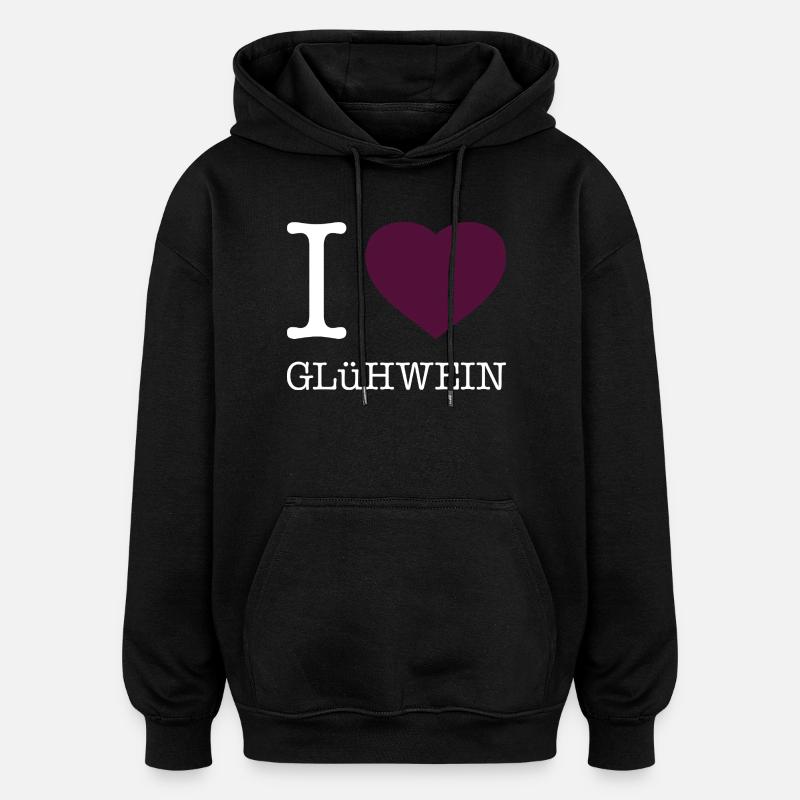 J’adore le vin chaud - Sweat à capuche oversize unisexe - noir