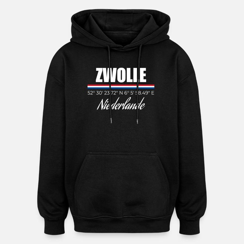 Zwolle - Sweat à capuche oversize unisexe - noir