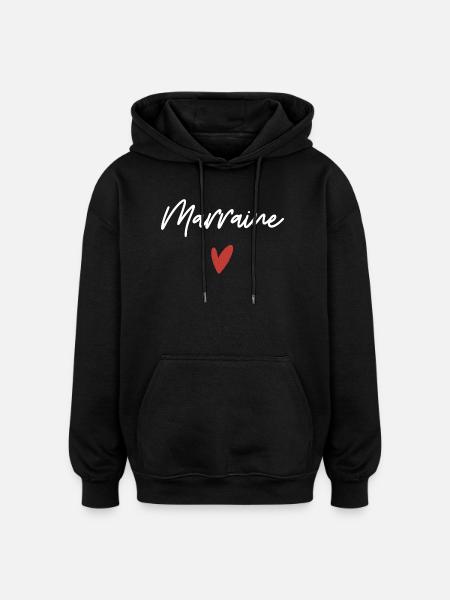 Marraine coeur idée cadeau - Sweat à capuche oversize unisexe - noir