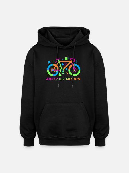 Neon Abstract Bicycle Motion - Oversized Unisex Hoodie - black