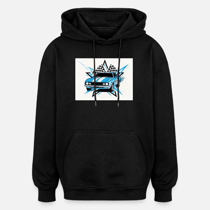 Course rétro - Sweat à capuche oversize unisexe - noir