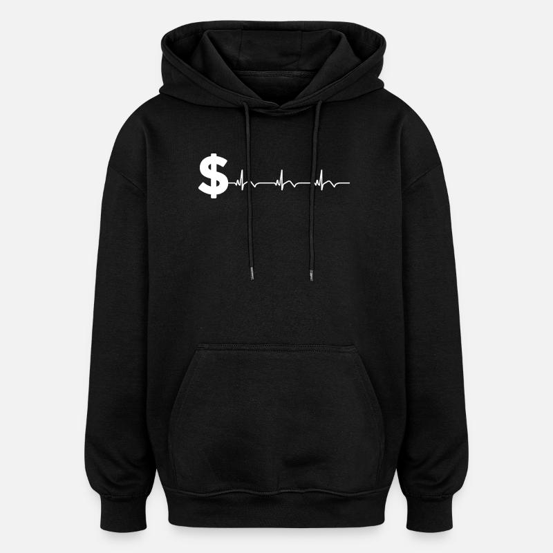 Dollar Zeichen $ EKG Herzschlag - Oversized Unisex Hoodie - Schwarz