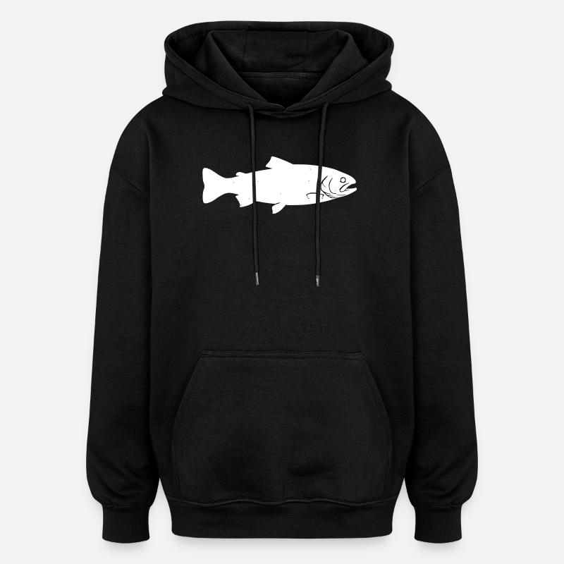 Vecteur nature Pêcheur Poisson Truite - Sweat à capuche oversize unisexe - noir