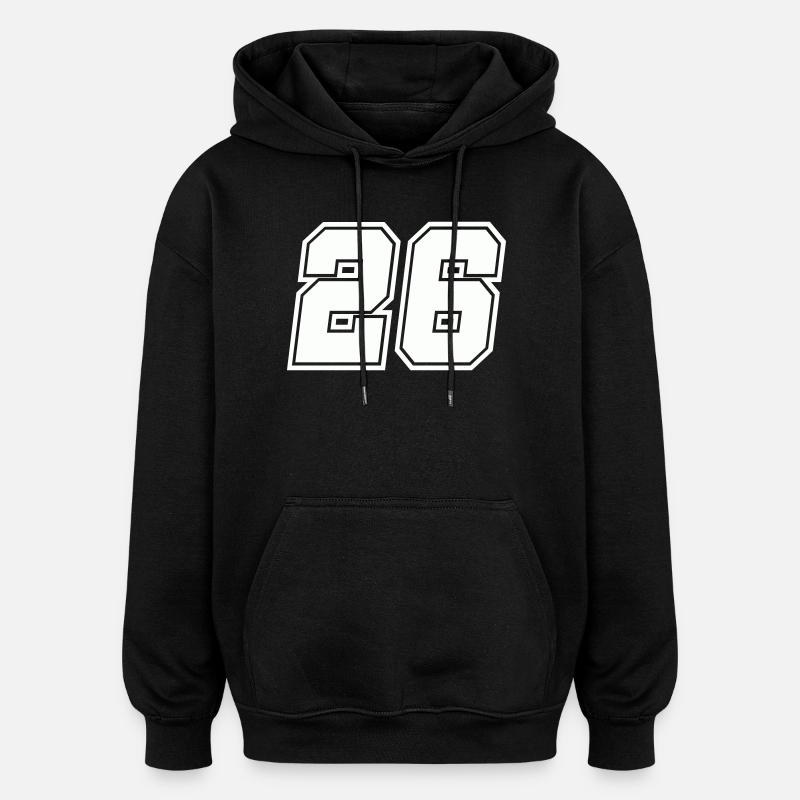 Numéro 26 - Sweat à capuche oversize unisexe - noir