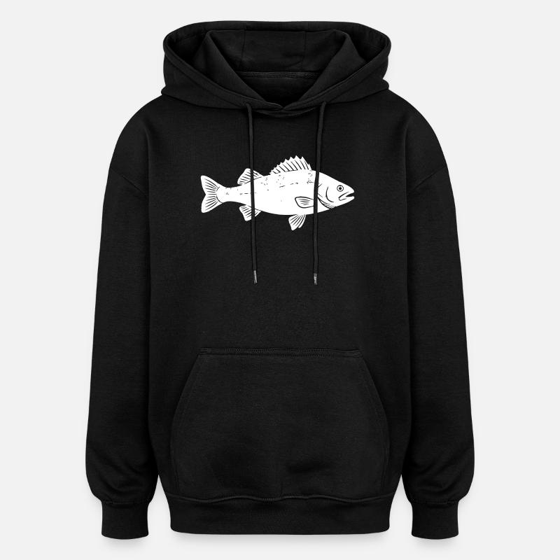 Barsch Flussbarsch Perch Angler Vektor - Oversized Unisex Hoodie - Schwarz