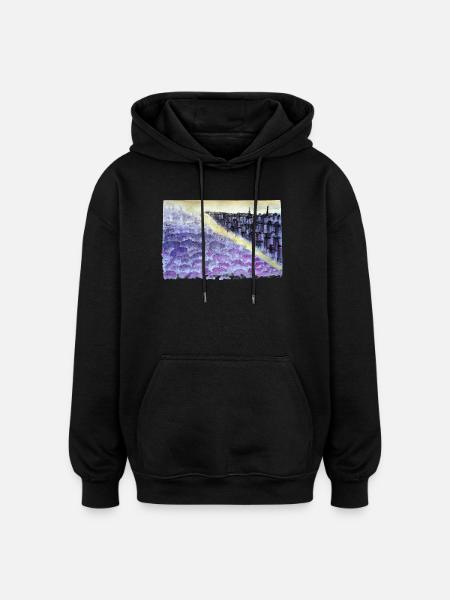 Purple City Dusk Overlook - Oversized Unisex Hoodie - black