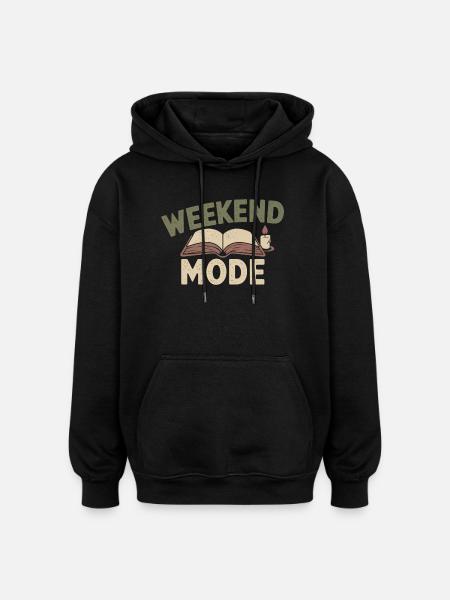 Weekend Mode – Cozy Buch & Kerze - Oversized Unisex Hoodie - Schwarz