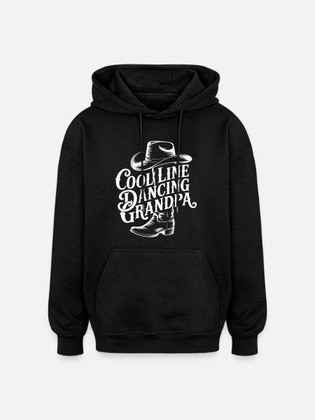 Line-Dancing Grandpa Cowboy - Oversized Unisex Hoodie - black