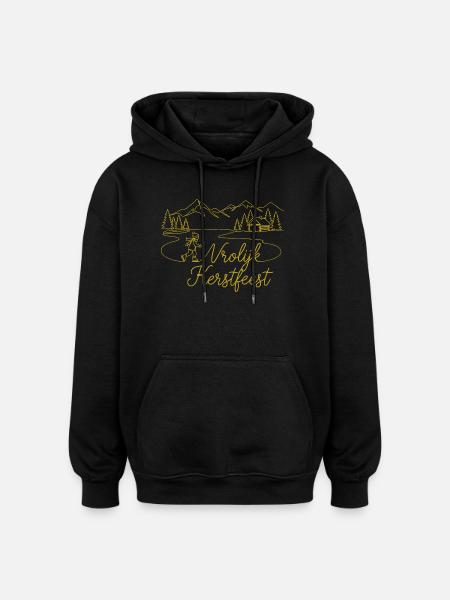 Vrolijk Kerstfeest Christmas winter landscape - Oversized Unisex Hoodie - black