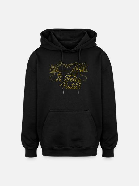 Feliz Natal Christmas Winter Landscape - Oversized Unisex Hoodie - black