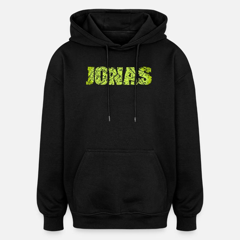 Nom : Jonas - Sweat à capuche oversize unisexe - noir