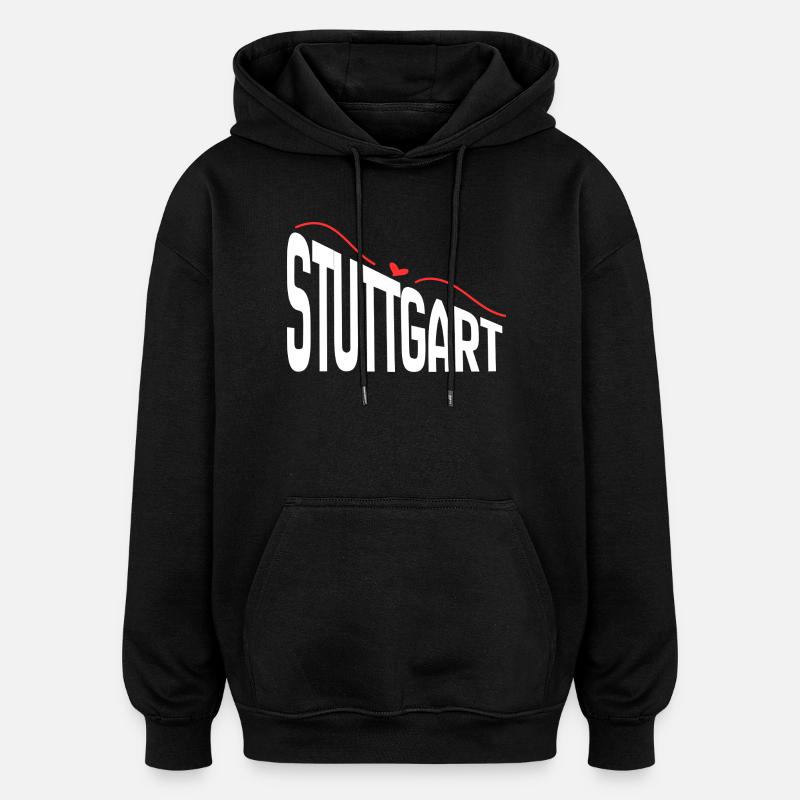 Stuttgart - Sweat à capuche oversize unisexe - noir