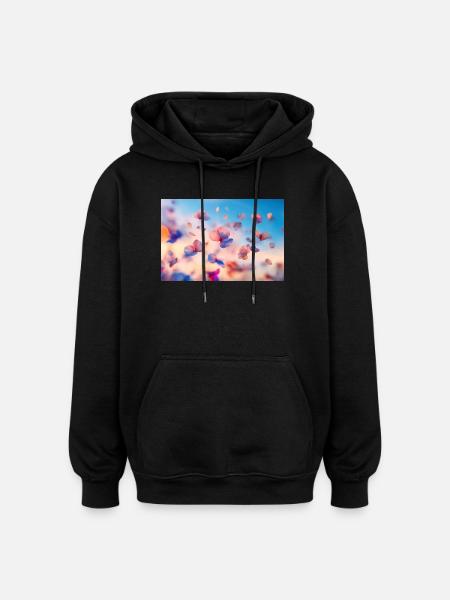 Flowing blossoms in pastel - Oversized Unisex Hoodie - black