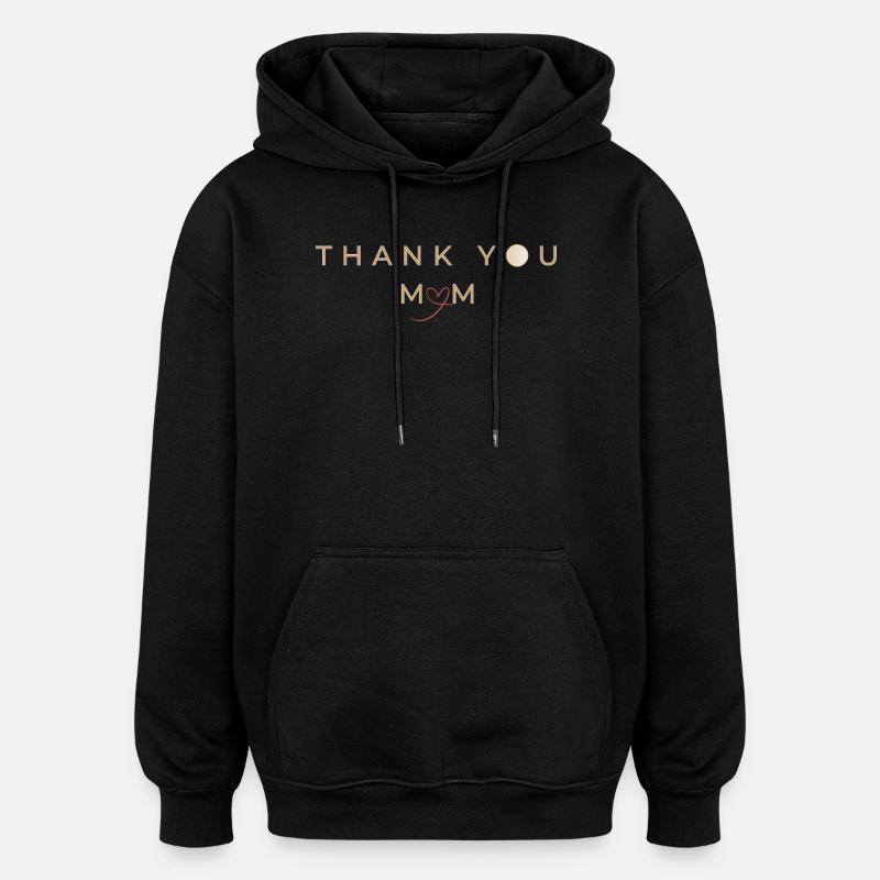 Merci maman, cœur en or - merci maman - Sweat à capuche oversize unisexe - noir