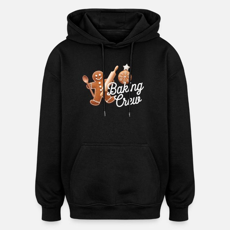 Baking Crew Gingerbread Man Christmas Baking - Oversized Unisex Hoodie - black