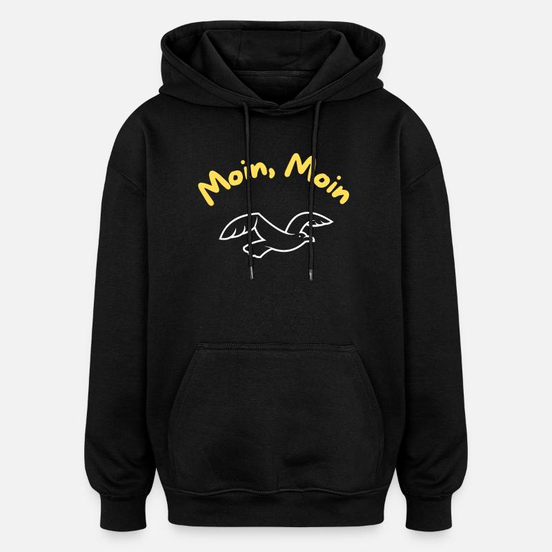 Meins Meins Möwe Küstenfigur - Oversized Unisex Hoodie - Schwarz