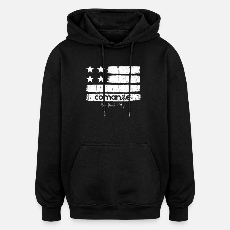 Flag Strokes mit NYC - Oversized Unisex Hoodie - Schwarz