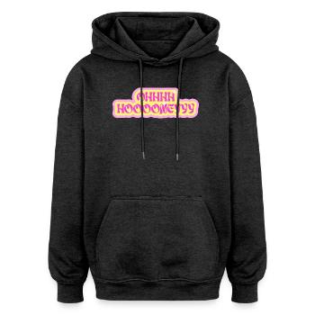 Ohhh hoooneyyy "Oh Honey" Neon Bubble Typography - Oversized Unisex Hoodie - charcoal grey - Front - Noah (186cm)