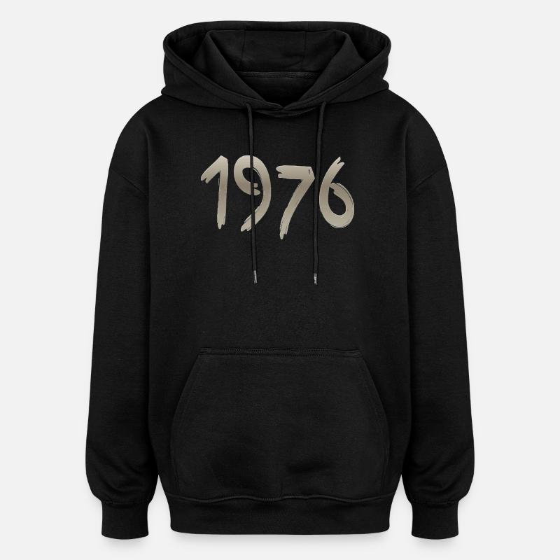 Year 1976 with a handmade stroke - Oversized Unisex Hoodie - black