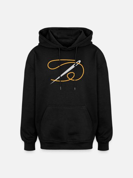Golden Thread Needle Ornament - Oversized Unisex Hoodie - black