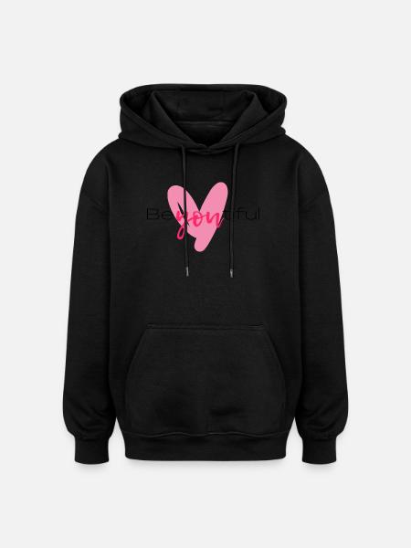 You in pink heart style - Oversized Unisex Hoodie - black