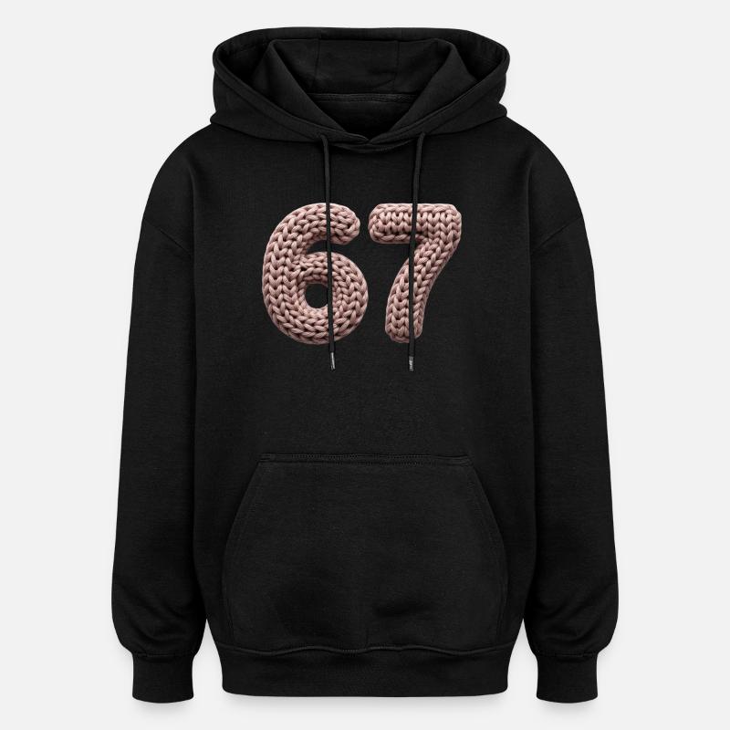 67 Memes – Pink Knitting Pattern Number - Oversized Unisex Hoodie - black
