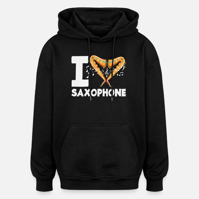 J’adore le saxophoniste - Sweat à capuche oversize unisexe - noir