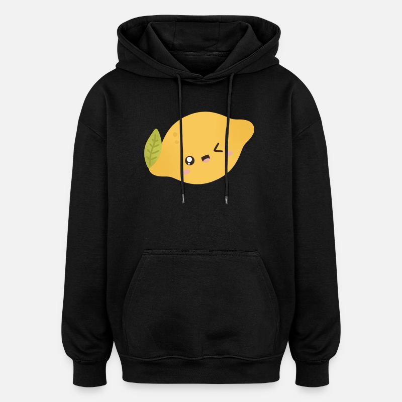 Lemon Kawaii - Sweat à capuche oversize unisexe - noir