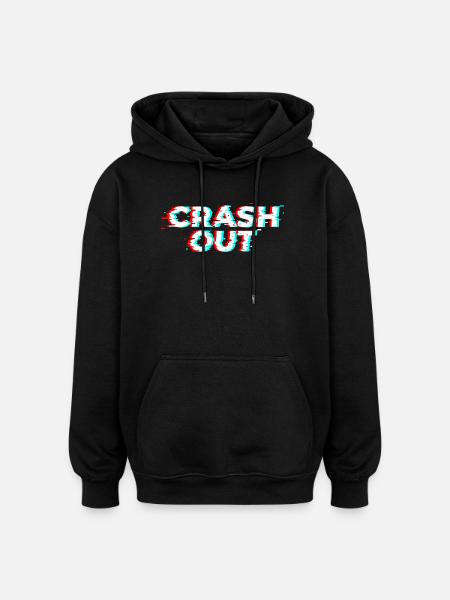 Crash Out – Glitch-Stil weiß-rot-cyan - Oversized Unisex Hoodie - Schwarz
