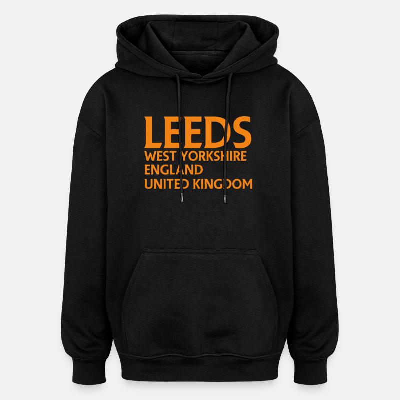 Leeds – Angleterre Conception des paroles - Sweat à capuche oversize unisexe - noir