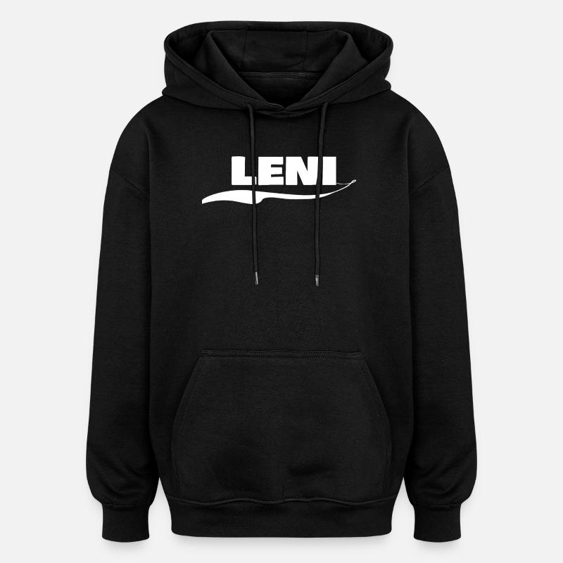 Vorname Leni - Oversized Unisex Hoodie - Schwarz
