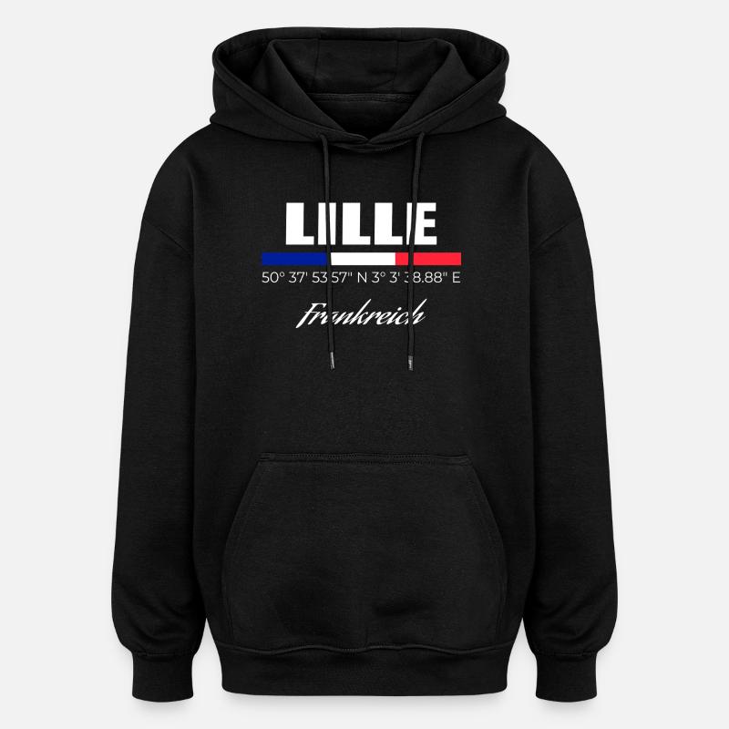 Lille - Sweat à capuche oversize unisexe - noir
