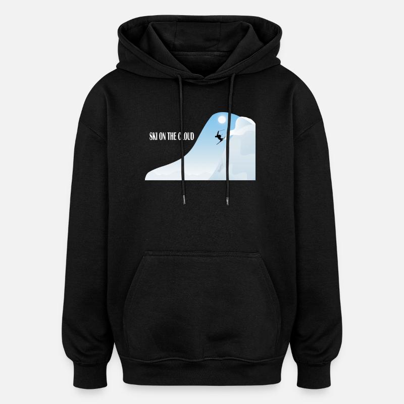 Skifahren in der Wolke - Oversized Unisex Hoodie - Schwarz