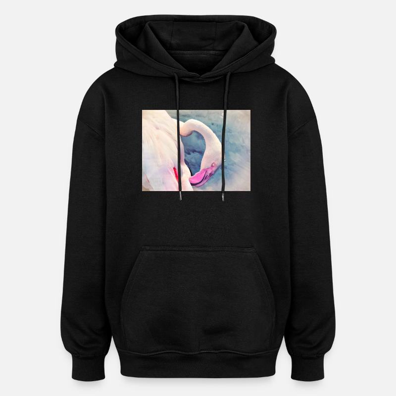 Flamant - Sweat à capuche oversize unisexe - noir