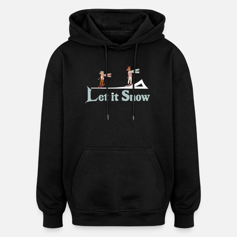 Let It Snow Winter Illustration - Oversized Unisex Hoodie - black