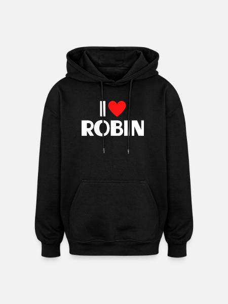 Ich liebe Robin rotes Herz Retro Statement  - Oversized Unisex Hoodie - Schwarz