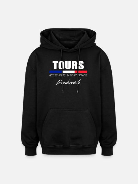 Tours - Sweat à capuche oversize unisexe - noir
