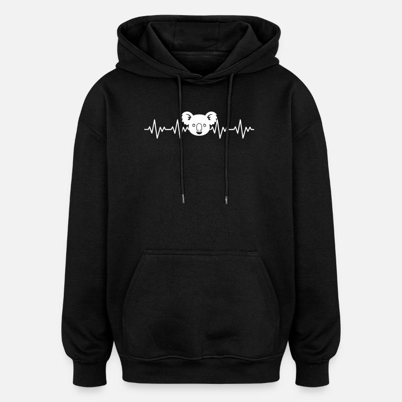 Koala EKG Herzschlag - Oversized Unisex Hoodie - Schwarz