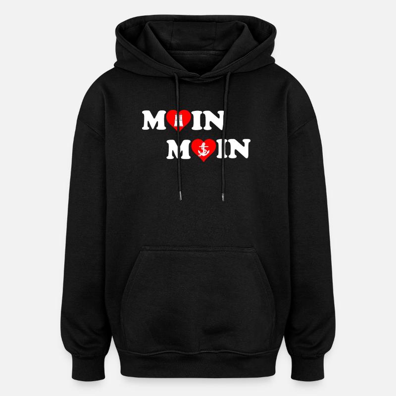 Moin Moin Heart pour Hambourg - Sweat à capuche oversize unisexe - noir