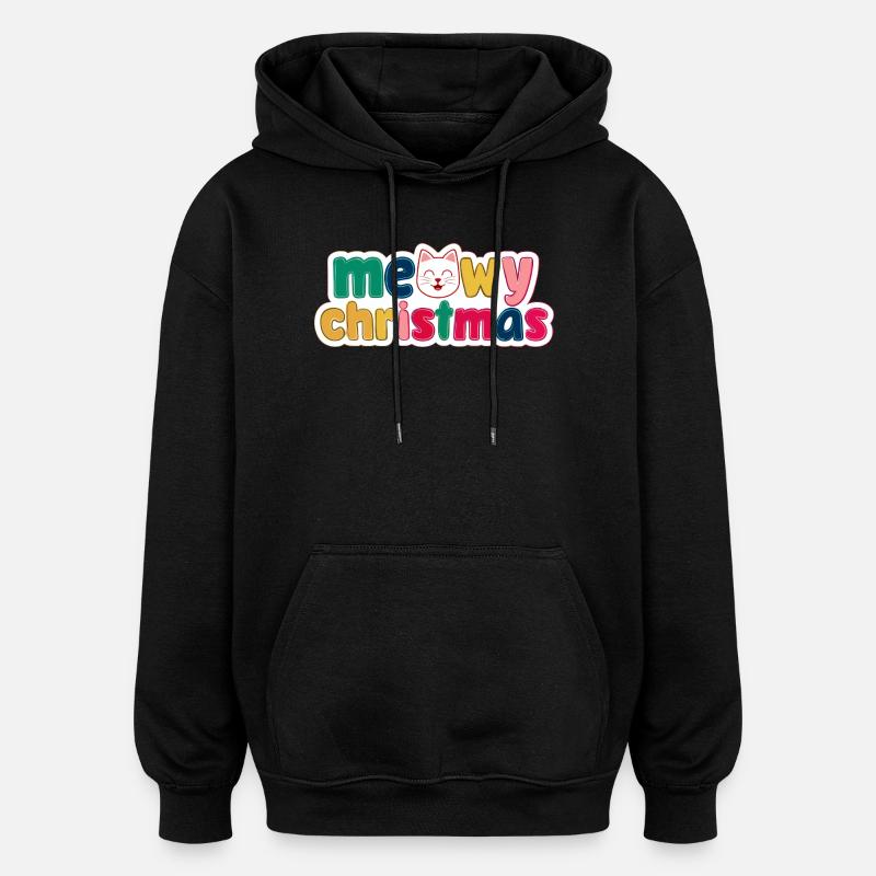 Noël chat - Noël miaulé - Sweat à capuche oversize unisexe - noir