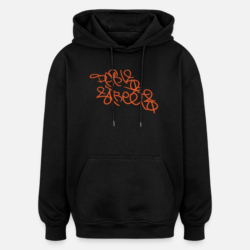Graffiti parisien orange - Sweat à capuche oversize unisexe - noir