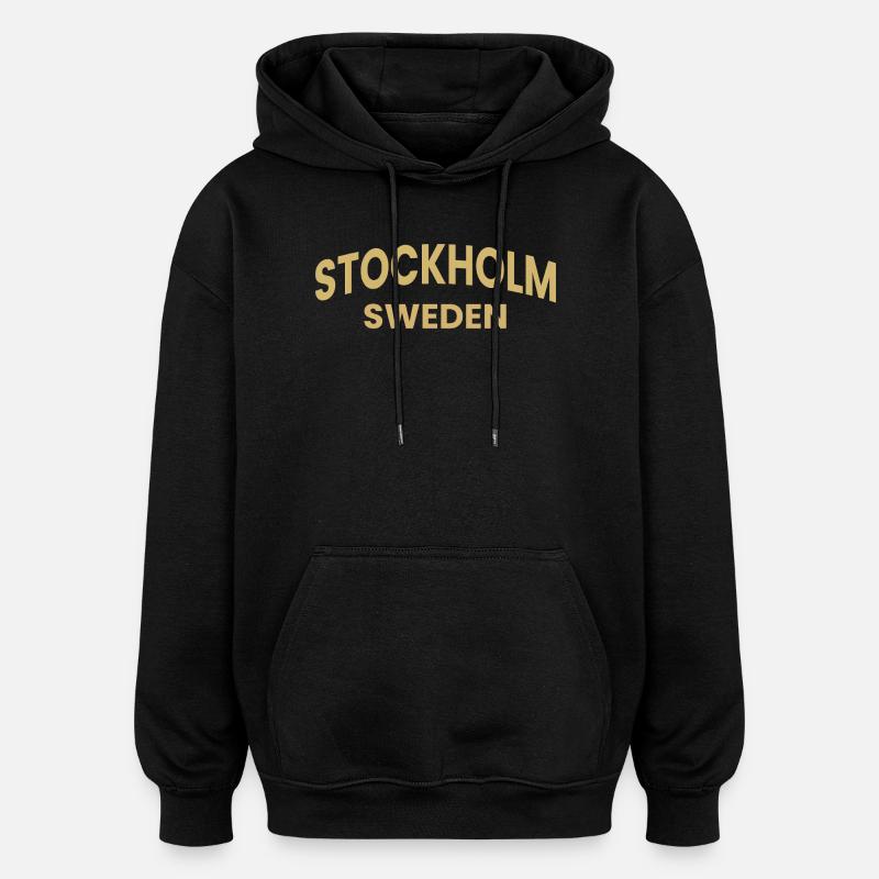 Conception de texte Stockholm – Suède - Sweat à capuche oversize unisexe - noir
