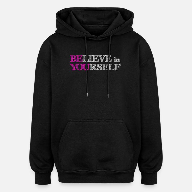 Croyez en vous - Gribouillis Rose Blanc - Sweat à capuche oversize unisexe - noir