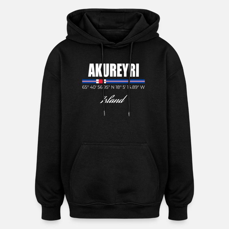 Akureyri - Sweat à capuche oversize unisexe - noir