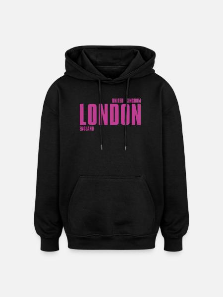 Pink London Typography T-shirt - Oversized Unisex Hoodie - black