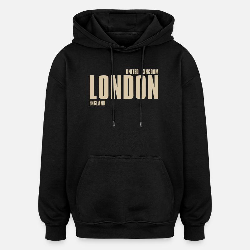 Londoner Retro-Typografie - Oversized Unisex Hoodie - Schwarz