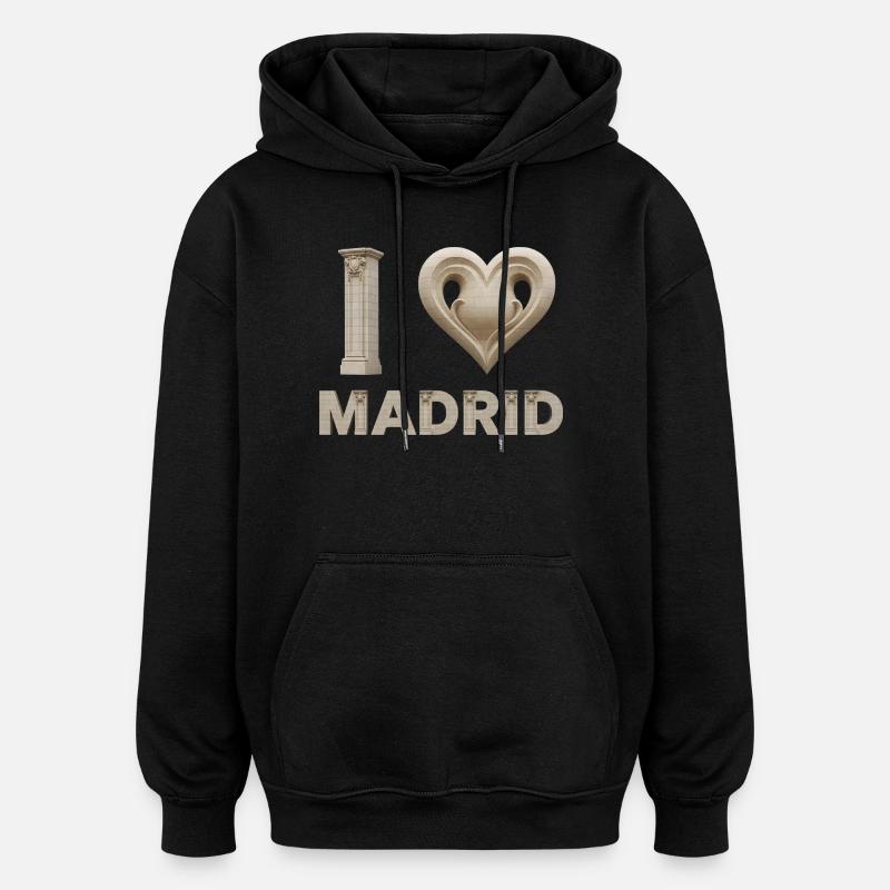 J’aime Madrid – Architecture monumentale - Sweat à capuche oversize unisexe - noir